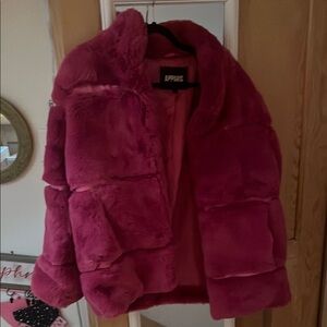 Apparis Vibrant Pink Faux Fur Coat